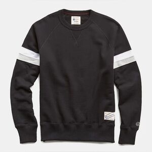 Todd Snyder x Champion Men's Black Crewneck Double Stripe Raglan Sweatshirt